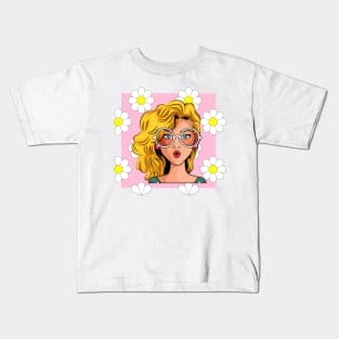 Retro Pop Art Girl Kids T-Shirt